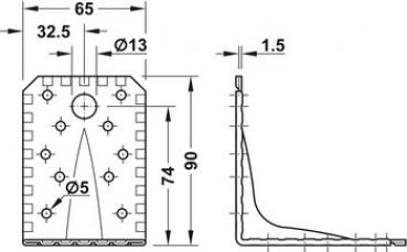 Schwerlast-Winkelverbinder, mit Sicke 90x90