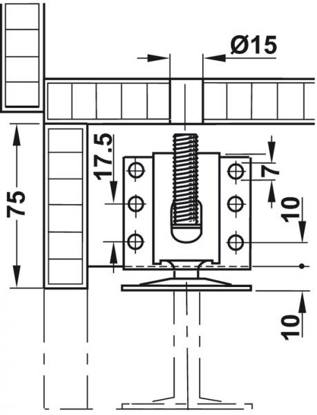 Sockelhöhenversteller, mit Auflagewinkel, zum Schrauben